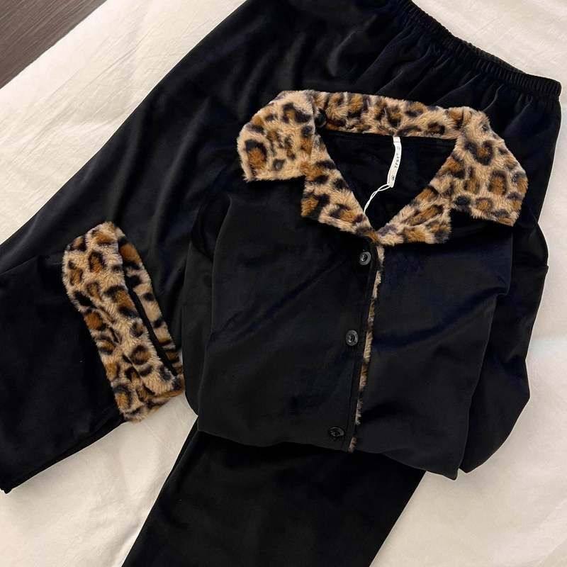 法式高级感豹纹毛绒睡衣女冬季新款休闲加厚保暖家居服套装可外穿,淘宝优惠券,粉丝福利购,淘宝优惠卷