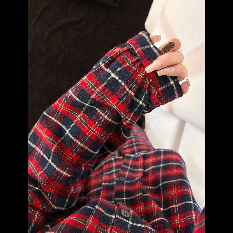 高级感撞色格子娃娃领开衫睡衣女春秋季休闲舒适家居服套装可外穿,淘宝优惠券,粉丝福利购,淘宝优惠卷