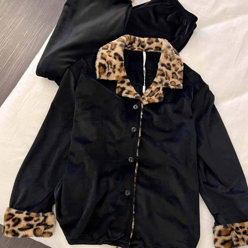 法式高级感豹纹毛绒睡衣女冬季新款休闲加厚保暖家居服套装可外穿,淘宝优惠券,粉丝福利购,淘宝优惠卷
