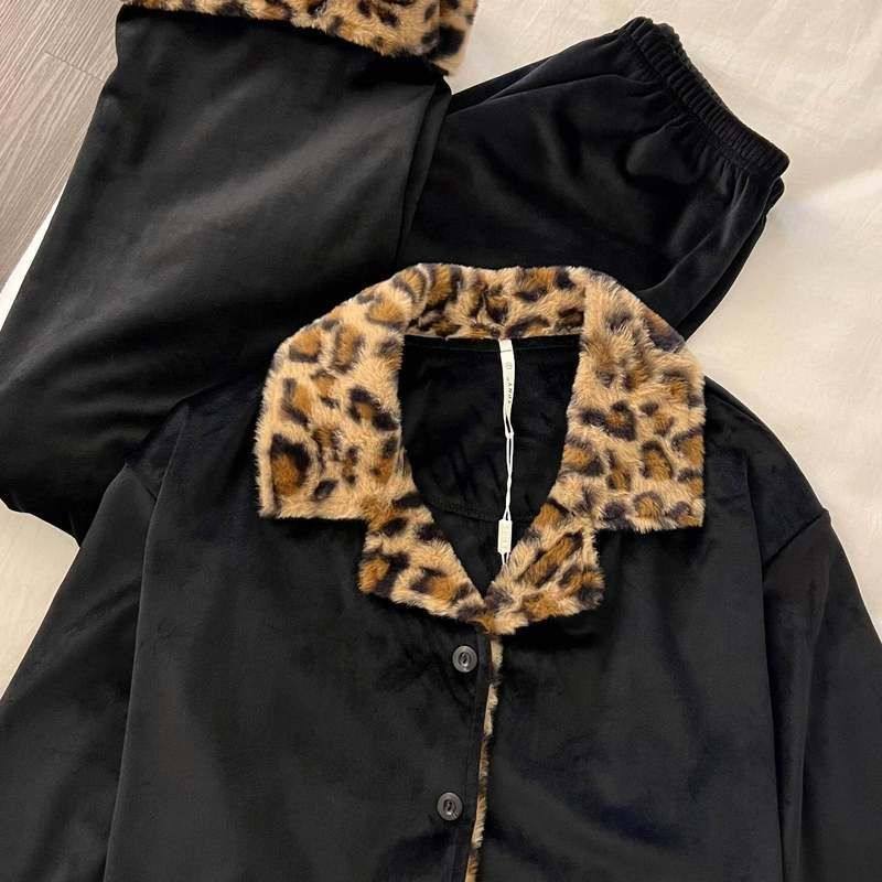 法式高级感豹纹毛绒睡衣女冬季新款休闲加厚保暖家居服套装可外穿,淘宝优惠券,粉丝福利购,淘宝优惠卷