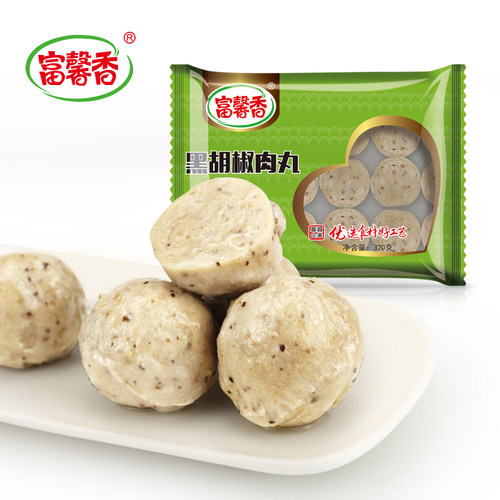 富馨香贡丸黑胡椒肉丸320g富邦食品火锅丸子关东煮麻辣烫烧烤食材 - 图3