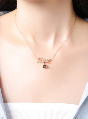 love项链女纯银潮网红情人节520