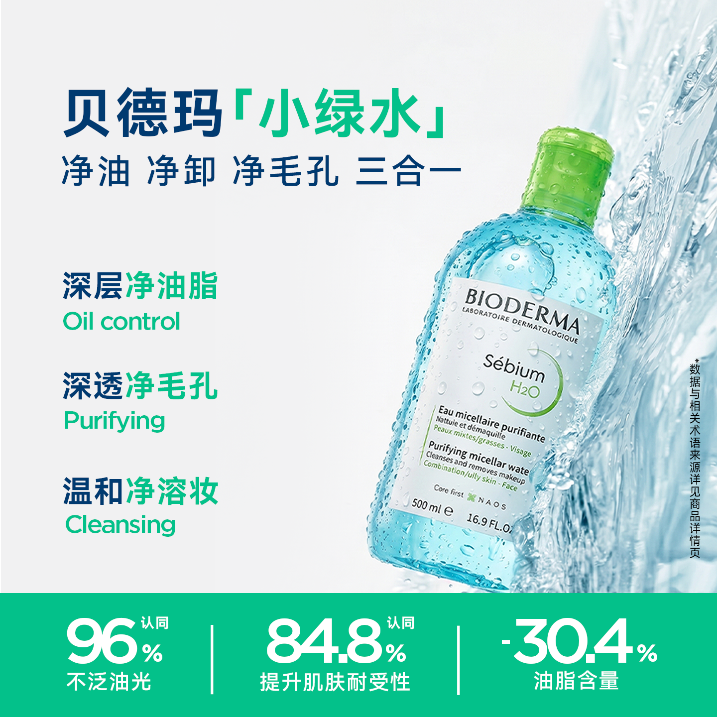 贝德玛净妍卸妆水油痘肌控油祛痘清洁蓝水油皮卸妆