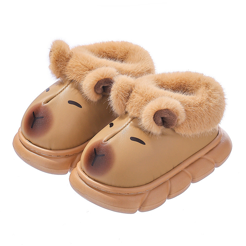 卡皮巴拉儿童棉鞋冬季男童EVA室内皮面防水中大童小孩包跟棉拖鞋,淘宝优惠券,粉丝福利购,淘宝优惠卷
