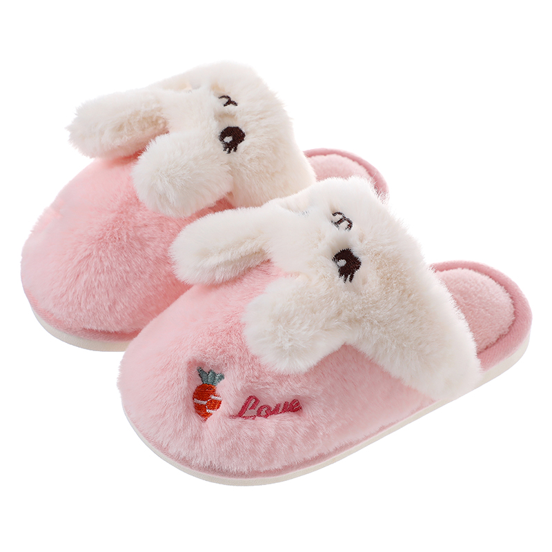 儿童棉拖鞋秋冬女童卡通家居室内地板拖男童防滑软底毛毛宝宝棉鞋
