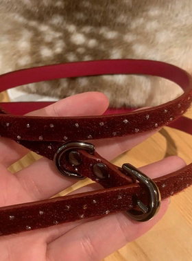 双圈酒红色复古波点choker皮带扣项圈女y2k千禧辣妹风颈带高级感