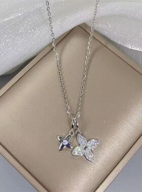 小众设计2025新款双倍四叶花项链女气质高级感甜美潮酷锁骨链