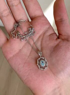 赛里木湖复古清冷蓝色鸽子新款项链布契风高级爆闪时尚气质锁骨