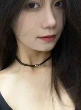 纯欲风黑色字母CD项链女锁骨链气质颈环choker颈链