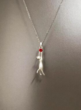 Vintage古着 Picking stars white cat项链