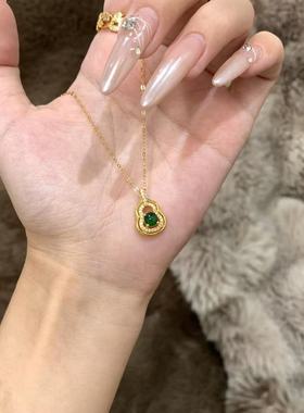 中式绿色葫芦项链女轻奢小众ins气质高级感吊坠锁骨链