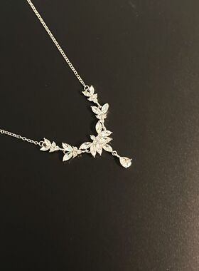 花枝缠绕麦穗水滴项链2025新款轻奢气质精致千金礼服锁骨链