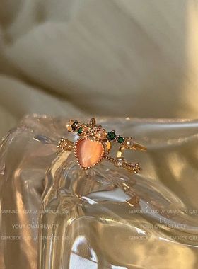 轻奢高级感猫眼石爱心食指戒指女设计小众温柔时尚个性尾戒ins潮