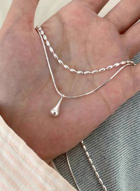 水滴吊坠叠戴双层项链轻奢