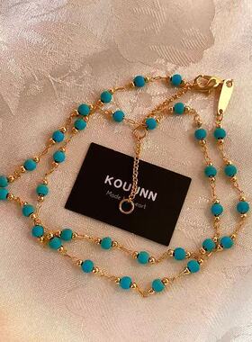 波西米亚风串珠项链高级感轻奢小众2025新款多巴胺锁骨颈链