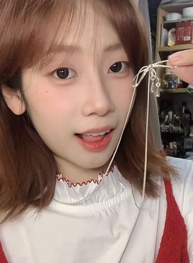 自带氛围感的蝴蝶结水滴吊坠项链