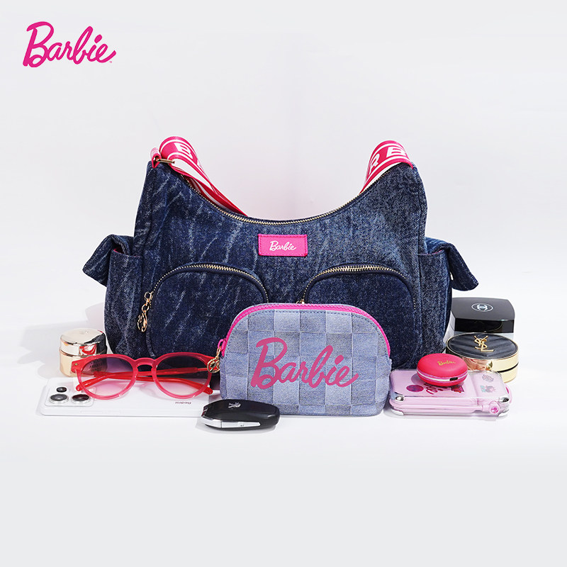 【Barbie芭比官方正品】单肩斜跨包帆布包时尚小款牛仔包女款包包,淘宝优惠券,粉丝福利购,淘宝优惠卷