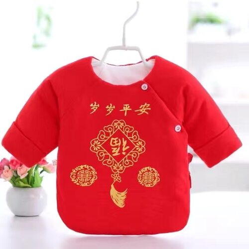 婴儿衣服冬款棉衣半背新生儿儿春秋内衣满月大红色刚初生男女宝宝 - 图2