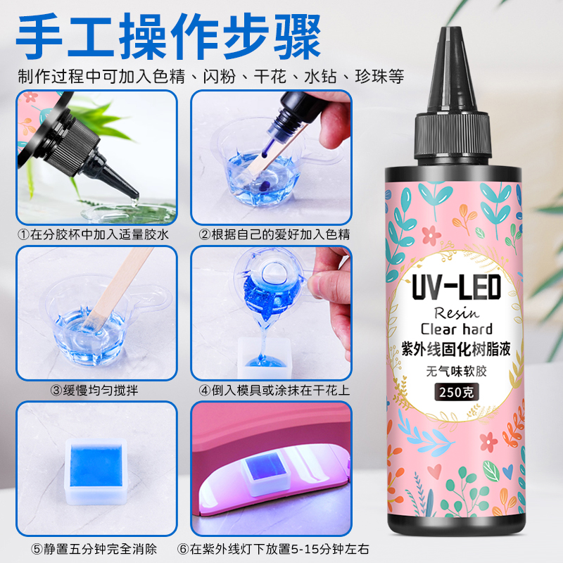 安尔固UV软胶高透明速干手工diy猫爪制作材料耐黄水晶滴胶热缩片干花手机壳封层紫外线固化树脂胶免配比胶水 - 图0