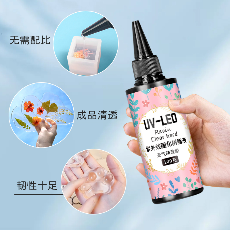 安尔固UV软胶高透明速干手工diy猫爪制作材料耐黄水晶滴胶热缩片干花手机壳封层紫外线固化树脂胶免配比胶水 - 图1