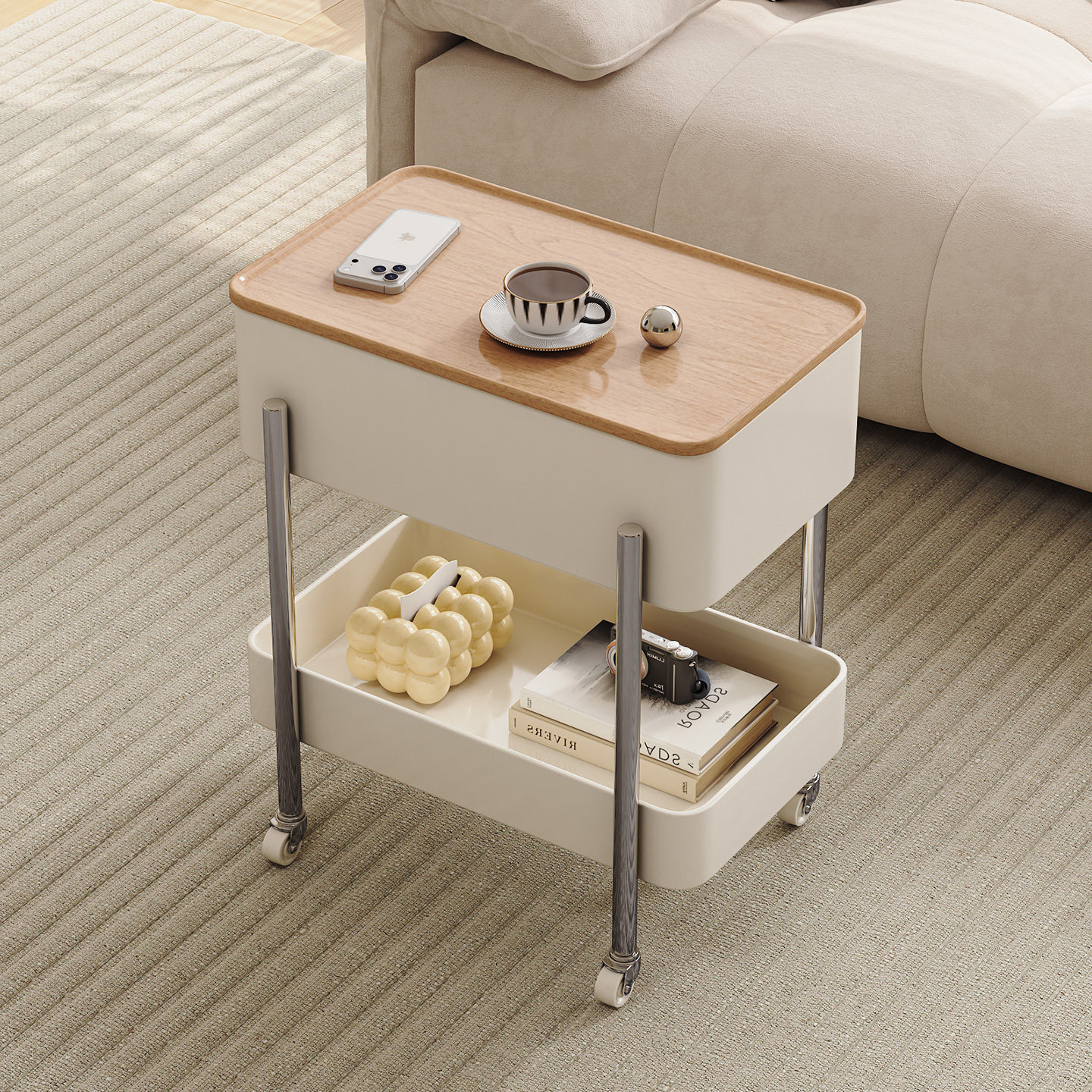 客厅移动茶几小推车沙发边几侧边柜家用零食置物架简约卧室床头柜,淘宝优惠券,粉丝福利购,淘宝优惠卷