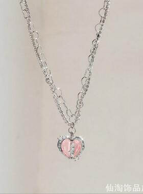 锁骨链闺蜜项链千禧辣妹锆石爱心