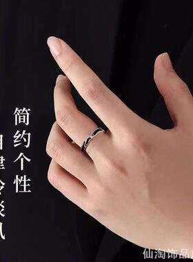 镀银复古孤星戒指男ins冷淡风