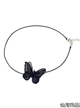 蕾丝小可爱软萌妹白黑色项圈颈带女脖子蝴蝶结颈链锁骨项链