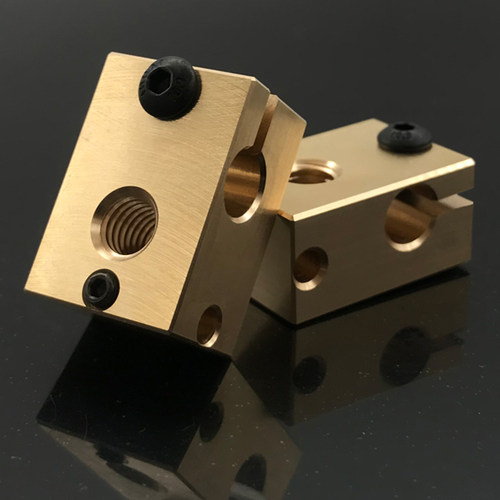 华塑 3D打印机配件E3D V6热端挤出头加热块铝/黄铜/镀铜兼容PT100 - 图0