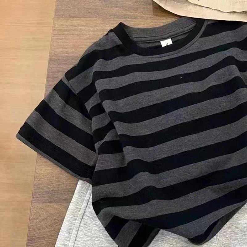 儿童纯棉套装2025夏季新款男童中小童洋气条纹休闲上衣短裤两件套,淘宝优惠券,粉丝福利购,淘宝优惠卷