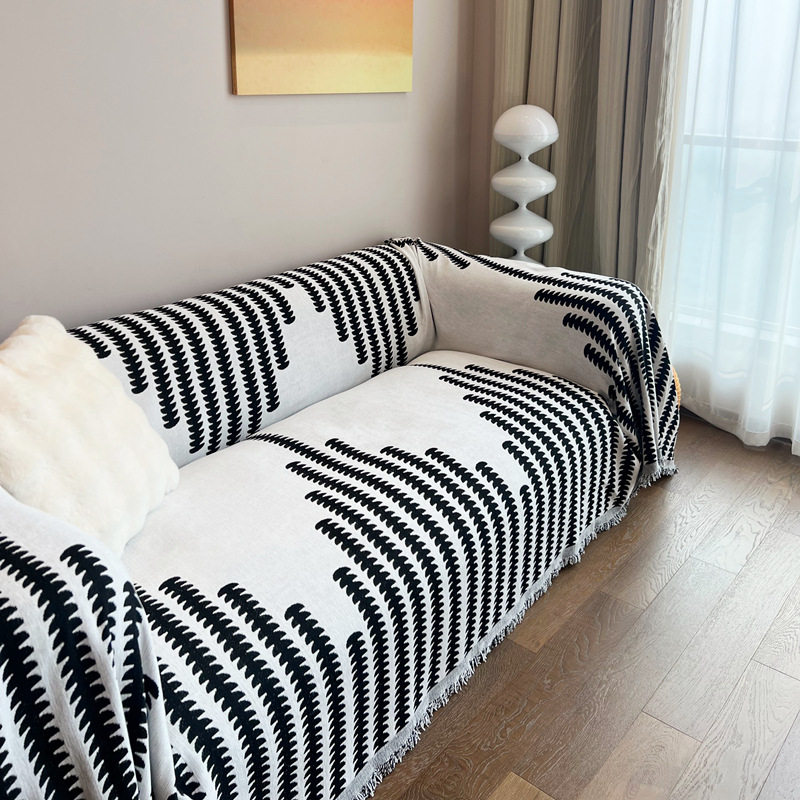 雪尼尔线条沙发巾现代防滑简约沙发盖布一片式全盖沙发垫沙发套罩,淘宝优惠券,粉丝福利购,淘宝优惠卷