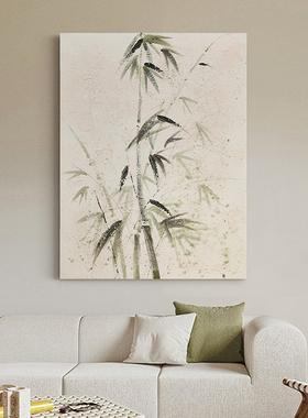 纯手绘新中式节节高升竹子油画