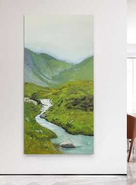 忒派玄关山水风景装饰画手绘油画