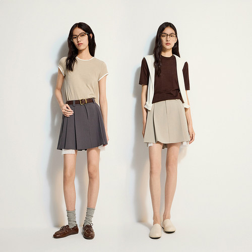 OCHIRLY欧时力 蕾丝花边百褶裤裙a字短裙半身裙度假裙2025夏新品 - 图2