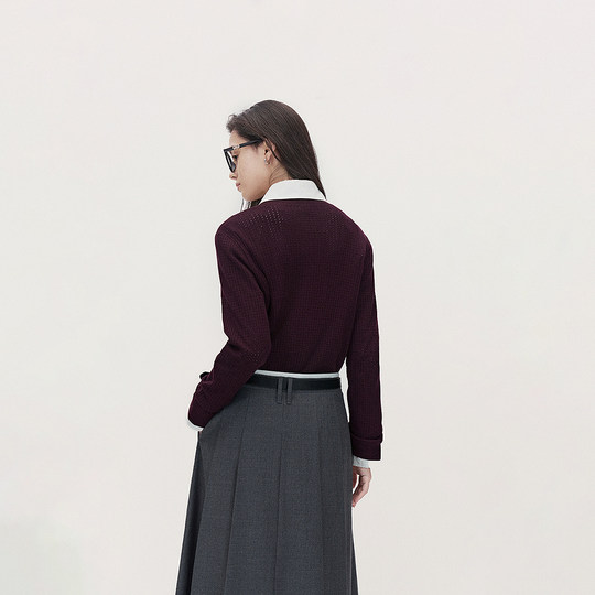 【可机洗澳洲进口100%美丽诺羊毛】欧时力针织外套女2025春新款