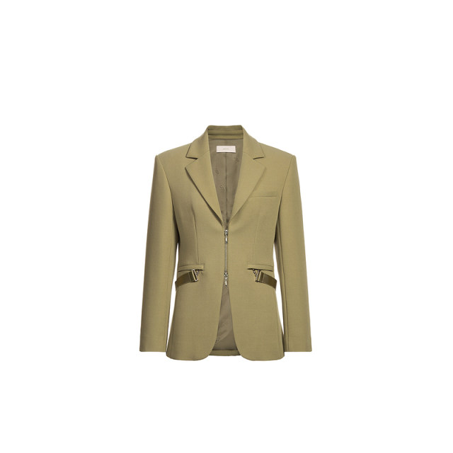 Ochirly design zipper suit jacket ສໍາລັບແມ່ຍິງທີ່ມີສາຍແອວຕົກແຕ່ງທີ່ຖອດອອກໄດ້