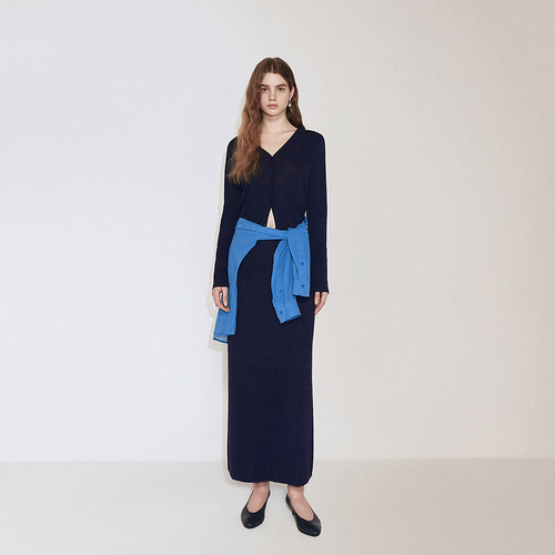 OCHIRLY欧时力 进口和纸纱短款针织外套女V领显瘦2024秋季新品 - 图0