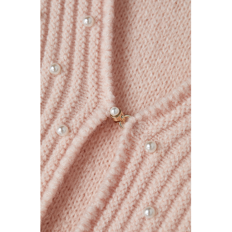 ochirly欧时力 貂绒混纺慵懒风针织外套女2024新款早春钉珠开衫 - 图1