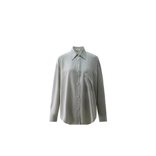 OCHIRLY欧时力 莫代尔宽松长袖衬衫女中长时尚静奢2024秋季新品 - 图3