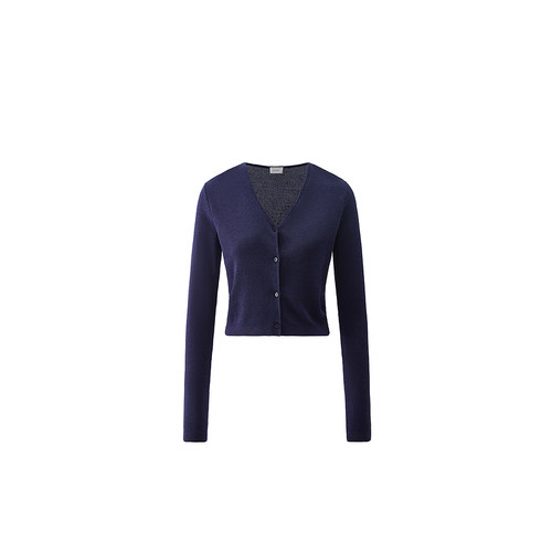 OCHIRLY欧时力 进口和纸纱短款针织外套女V领显瘦2024秋季新品 - 图3