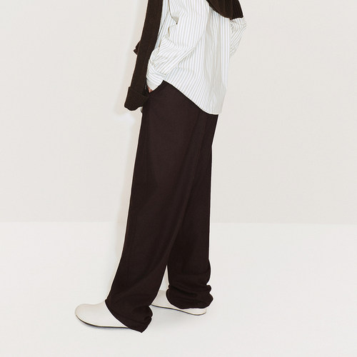 OCHIRLY欧时力 羊毛呢弯刀裤松紧绳裤子宽松慵懒显瘦秋冬新品 - 图1