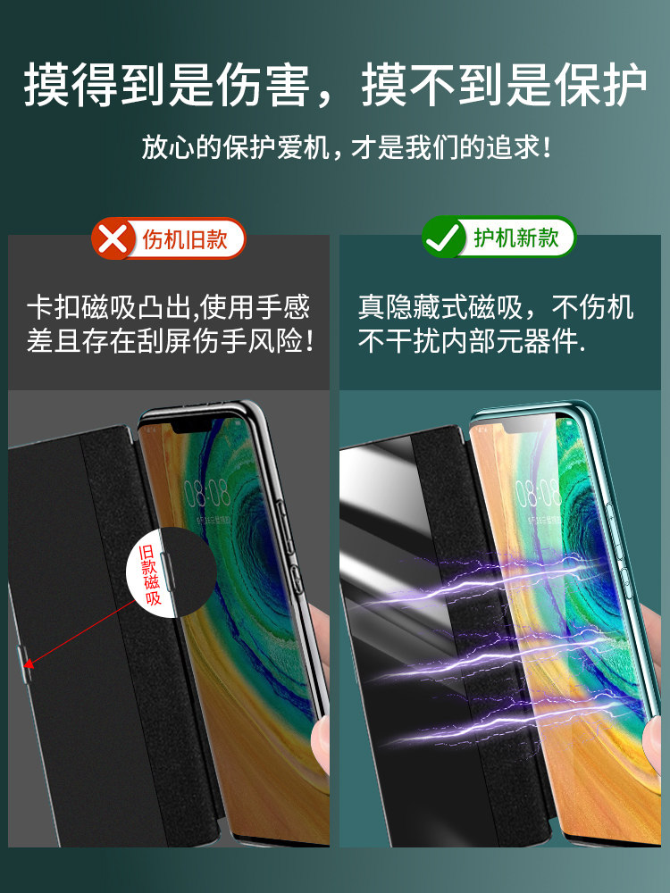 适用于华为mate30pro手机壳新款真皮mate30翻盖式全包防摔mata保护套por男女30Epro皮套mete高级魅特外壳 - 图1