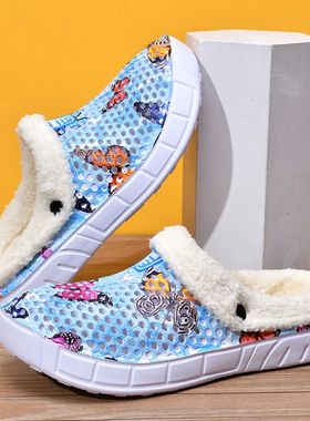 Women's Cotton Slippers Butterfly Pattern Clogs Mules Autumn