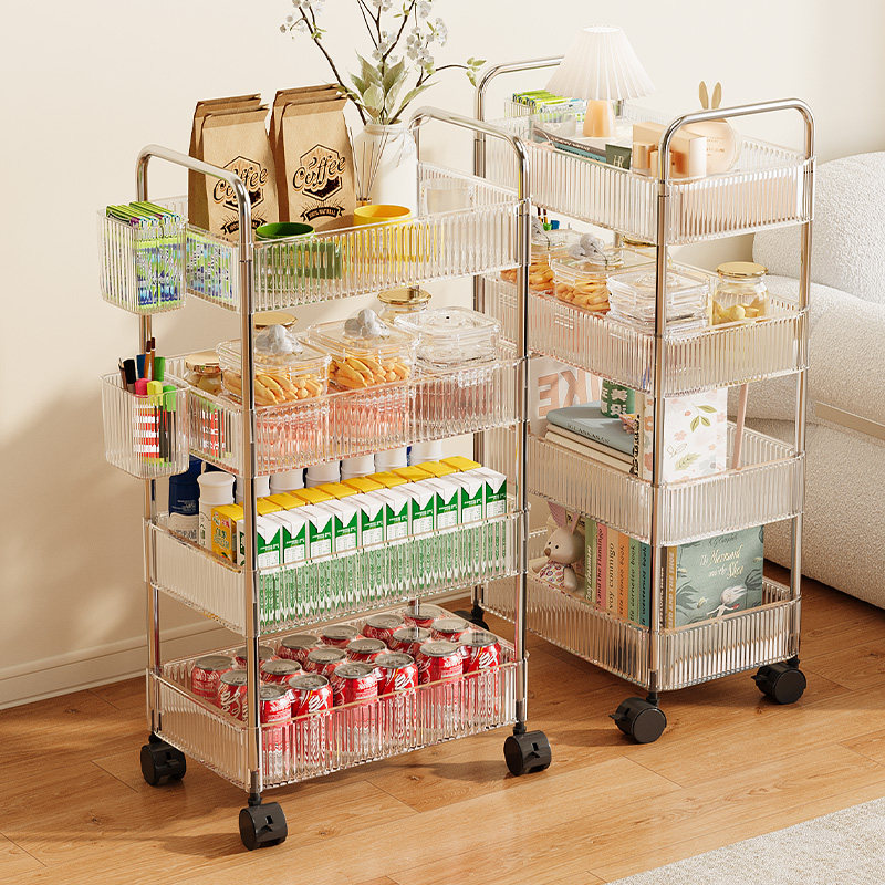 亚克力零食小推车置物架落地移动化妆品柜子收纳盒浴室卫生间多层,淘宝优惠券,粉丝福利购,淘宝优惠卷