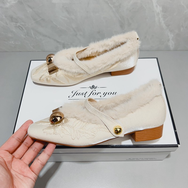 国风新中式加绒兔毛毛鞋女外穿冬季新款气质旗袍粗跟玛丽珍单鞋子,淘宝优惠券,粉丝福利购,淘宝优惠卷