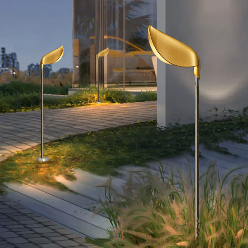 户外防水草坪灯别墅庭院灯园林景观灯花园氛围灯金叶子草地地插灯 - 图0