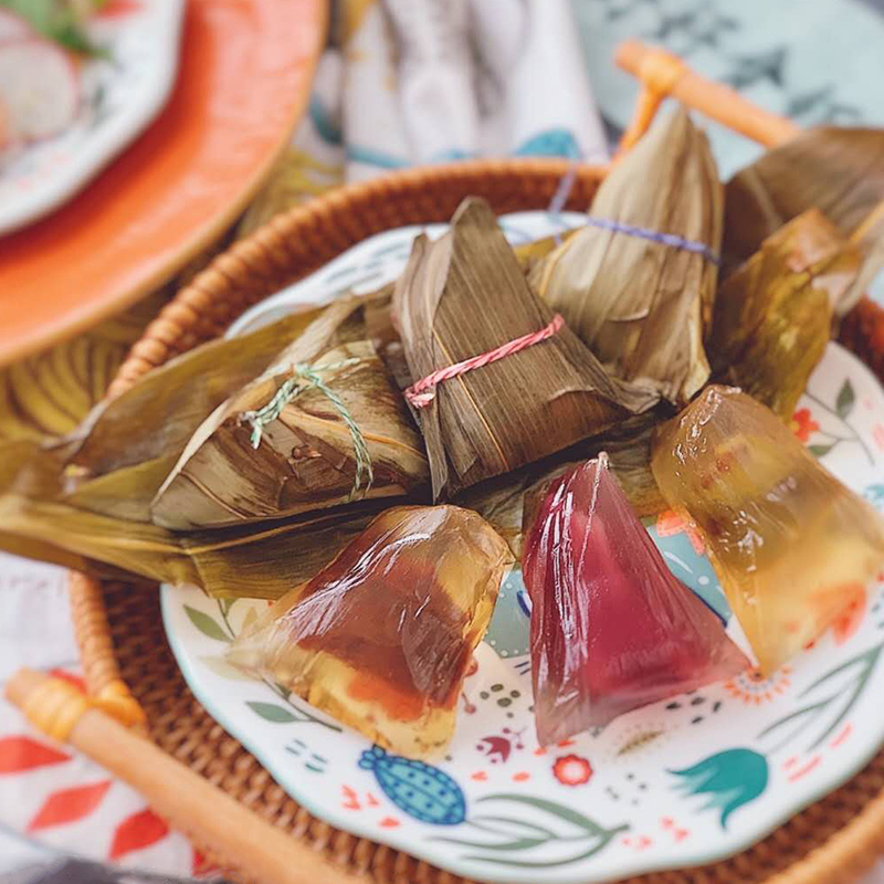 花见拾乐晶晶粽子礼盒装开袋即食甜点早餐Q弹红豆紫薯抹茶味广西