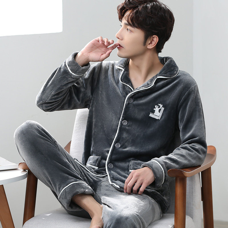 男士秋冬季新款长袖套装珊瑚绒睡衣 凡米姿睡衣/家居服套装