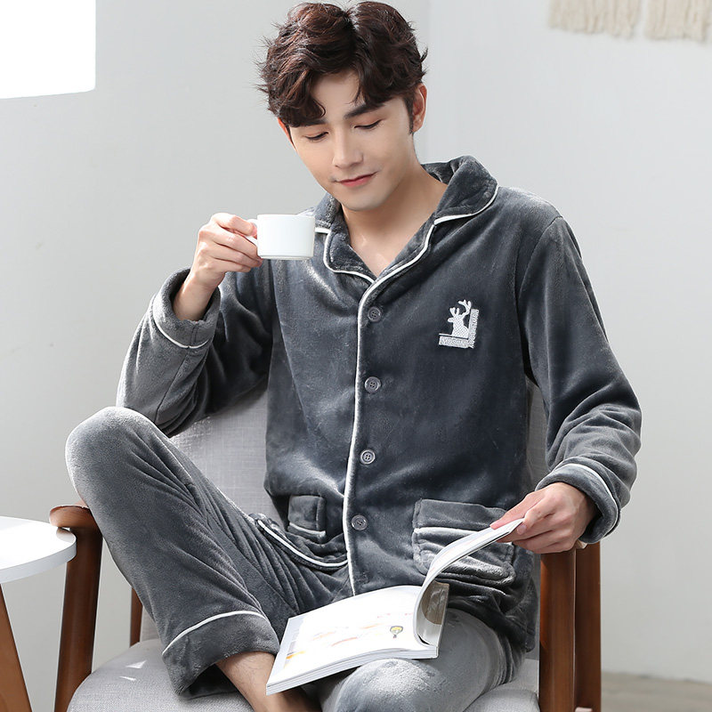 男士秋冬季新款长袖套装珊瑚绒睡衣 凡米姿睡衣/家居服套装