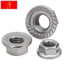 304201 stainless steel flange nut hexagonal flange face screw cap anti-slip nut galvanized toothed belt cushion nut